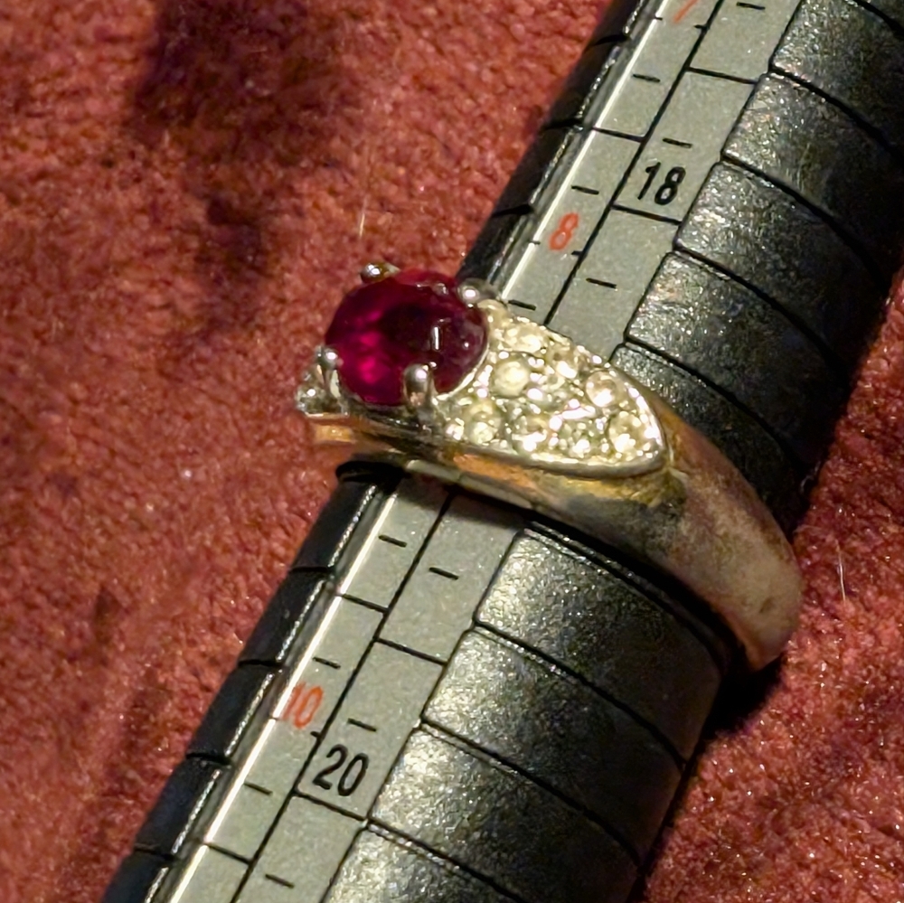 Goldtone And Ruby Gemstone Ring 9 - image 2